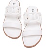image:imageRuiee Wide Width Sandals for Women Summer Flat Slides Casual Braided Wide Feet Sandal Comfort Slip on Sandals Open Toe Beach Shoes for WomenWhite Pu 8007