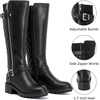 image:imageRuiee Womens Knee High Boots Fall Winter Fashion Boot  Riding Casual Versatile Comfort Lug Sole Faux Leather Round Toe Side ZipperBlack Pu 267