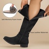 image:imageRuiee Womens Knee High Boots Fall Winter Fashion Boot  Riding Casual Versatile Comfort Lug Sole Faux Leather Round Toe Side ZipperBlack Pu 305