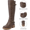 image:imageRuiee Womens Knee High Boots Fall Winter Fashion Boot  Riding Casual Versatile Comfort Lug Sole Faux Leather Round Toe Side ZipperBrown Pu 267