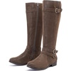 image:imageRuiee Womens Knee High Boots Fall Winter Fashion Boot  Riding Casual Versatile Comfort Lug Sole Faux Leather Round Toe Side ZipperBrown Pu 305