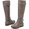 image:imageRuiee Womens Knee High Boots Fall Winter Fashion Boot  Riding Casual Versatile Comfort Lug Sole Faux Leather Round Toe Side ZipperDark Grey Pu 305