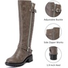image:imageRuiee Womens Knee High Boots Fall Winter Fashion Boot  Riding Casual Versatile Comfort Lug Sole Faux Leather Round Toe Side ZipperGray Pu 267