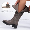 image:imageRuiee Womens Knee High Boots Fall Winter Fashion Boot  Riding Casual Versatile Comfort Lug Sole Faux Leather Round Toe Side ZipperGray Pu 267
