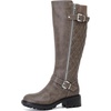 image:imageRuiee Womens Knee High Boots Fall Winter Fashion Boot  Riding Casual Versatile Comfort Lug Sole Faux Leather Round Toe Side ZipperGray Pu 267