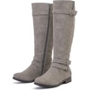 image:imageRuiee Womens Knee High Boots Fall Winter Fashion Boot  Riding Casual Versatile Comfort Lug Sole Faux Leather Round Toe Side ZipperGrey Pu 305