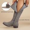 image:imageRuiee Womens Knee High Boots Fall Winter Fashion Boot  Riding Casual Versatile Comfort Lug Sole Faux Leather Round Toe Side ZipperGrey Pu 305