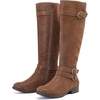 image:imageRuiee Womens Knee High Boots Fall Winter Fashion Boot  Riding Casual Versatile Comfort Lug Sole Faux Leather Round Toe Side ZipperTan Pu 305