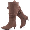 image:imageRuiee Extra Wide Calf Knee High Boots for Women  Extra Wide Calf True Wide Width Kitten Heel Plus Size Classic Versatile Comfort SlouchyBrown Mf 1065