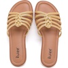 image:imageRuiee Wide Width Sandals for Women Summer Flat Slides Casual Braided Wide Feet Sandal Comfort Slip on Sandals Open Toe Beach Shoes for WomenGold Pu 8006