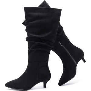 image:imageRuiee Extra Wide Calf Knee High Boots for Women  Extra Wide Calf True Wide Width Kitten Heel Plus Size Classic Versatile Comfort SlouchyBlack Mf 1065