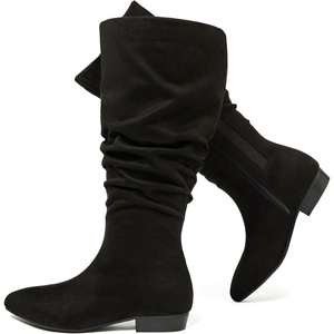 image:imageRuiee Extra Wide Calf Knee High Boots for Women  Extra Wide Calf True Wide Width Kitten Heel Plus Size Classic Versatile Comfort SlouchyBlack Mf 368