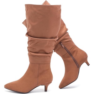 image:imageRuiee Extra Wide Calf Knee High Boots for Women  Extra Wide Calf True Wide Width Kitten Heel Plus Size Classic Versatile Comfort SlouchyTan Mf 1065