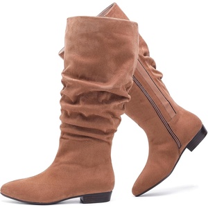 image:imageRuiee Extra Wide Calf Knee High Boots for Women  Extra Wide Calf True Wide Width Kitten Heel Plus Size Classic Versatile Comfort SlouchyTan Mf 368
