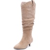 image:imageRuiee Extra Wide Calf Knee High Boots for Women  Extra Wide Calf True Wide Width Kitten Heel Plus Size Classic Versatile ComfortBeige Mf 1062