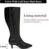 image:imageRuiee Extra Wide Calf Knee High Boots for Women  Extra Wide Calf True Wide Width Kitten Heel Plus Size Classic Versatile ComfortBlack Pu 371