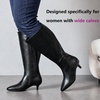 image:imageRuiee Extra Wide Calf Knee High Boots for Women  Extra Wide Calf True Wide Width Kitten Heel Plus Size Classic Versatile ComfortBlack Pu 371