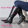image:imageRuiee Extra Wide Calf Knee High Boots for Women  Extra Wide Calf True Wide Width Kitten Heel Plus Size Classic Versatile ComfortBlack Pu 371