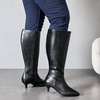 image:imageRuiee Extra Wide Calf Knee High Boots for Women  Extra Wide Calf True Wide Width Kitten Heel Plus Size Classic Versatile ComfortBlack Pu 371