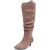 image:imageRuiee Extra Wide Calf Knee High Boots for Women  Extra Wide Calf True Wide Width Kitten Heel Plus Size Classic Versatile ComfortBrown Mf 1062