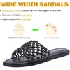 image:imageRuiee Wide Width Flat Sandals for Women  Wide Width Sandals XWide Feet Slides Summer Braided Flat Slides Versatile Fashion ComfortBlack Pu 774