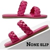 image:imageRuiee Wide Width Flat Sandals for Women  Wide Width Sandals XWide Feet Slides Summer Braided Flat Slides Versatile Fashion ComfortHot Pink 2002