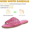 image:imageRuiee Wide Width Flat Sandals for Women  Wide Width Sandals XWide Feet Slides Summer Braided Flat Slides Versatile Fashion ComfortPink Pu 774