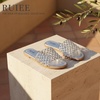 image:imageRuiee Wide Width Flat Sandals for Women  Wide Width Sandals XWide Feet Slides Summer Braided Flat Slides Versatile Fashion ComfortSliver Pu 774