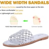 image:imageRuiee Wide Width Flat Sandals for Women  Wide Width Sandals XWide Feet Slides Summer Braided Flat Slides Versatile Fashion ComfortSliver Pu 774