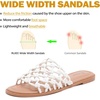 image:imageRuiee Wide Width Flat Sandals for Women  Wide Width Sandals XWide Feet Slides Summer Braided Flat Slides Versatile Fashion ComfortWhite Pu 8008
