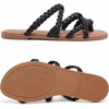 image:imageRuiee Wide Width Sandals for Women Summer Wide Feet Flip Flops Flat Slides Casual Braided Comfort Slip on Breathable Cute SandalBlack Pu 780