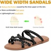 image:imageRuiee Wide Width Sandals for Women Summer Wide Feet Flip Flops Flat Slides Casual Braided Comfort Slip on Breathable Cute SandalBlack Pu 780