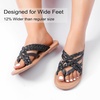 image:imageRuiee Wide Width Sandals for Women Summer Wide Feet Flip Flops Flat Slides Casual Braided Comfort Slip on Breathable Cute SandalBlack Pu 8009