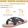 image:imageRuiee Wide Width Sandals for Women Summer Wide Feet Flip Flops Flat Slides Casual Braided Comfort Slip on Breathable Cute SandalBlack Pu 8009