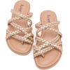 image:imageRuiee Wide Width Sandals for Women Summer Wide Feet Flip Flops Flat Slides Casual Braided Comfort Slip on Breathable Cute SandalGold Pu 780