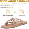 image:imageRuiee Wide Width Sandals for Women Summer Wide Feet Flip Flops Flat Slides Casual Braided Comfort Slip on Breathable Cute SandalGold Pu 8009