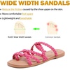 image:imageRuiee Wide Width Sandals for Women Summer Wide Feet Flip Flops Flat Slides Casual Braided Comfort Slip on Breathable Cute SandalPink Pu 780