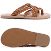 image:imageRuiee Wide Width Sandals for Women Summer Wide Feet Flip Flops Flat Slides Casual Braided Comfort Slip on Breathable Cute SandalTan Pu 8009