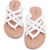image:imageRuiee Wide Width Sandals for Women Summer Wide Feet Flip Flops Flat Slides Casual Braided Comfort Slip on Breathable Cute SandalWhite Pu 8009