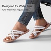 image:imageRuiee Wide Width Sandals for Women Summer Wide Feet Flip Flops Flat Slides Casual Braided Comfort Slip on Breathable Cute SandalWhite Pu 8009