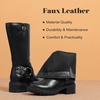image:imageRuiee Womens Knee High Boots Fall Winter Boot240973 BK PU 75  Casual Versatile Lug Sole Comfort Faux Leather Round ToeBlack Mf 973