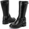 image:imageRuiee Womens Knee High Boots Fall Winter Boot240973 BK PU 75  Casual Versatile Lug Sole Comfort Faux Leather Round ToeBlack Mf 973
