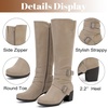 image:imageRuiee Womens Knee High Boots Fall Winter Heeled Boot  Chunky Heel Casual Versatile Lug Sole Comfort Faux Leather Round ToeBeige Pu 304