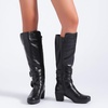 image:imageRuiee Womens Knee High Boots Fall Winter Heeled Boot  Chunky Heel Casual Versatile Lug Sole Comfort Faux Leather Round ToeBlack Lpu 303