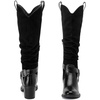 image:imageRuiee Womens Knee High Boots Fall Winter Heeled Boot  Chunky Heel Casual Versatile Lug Sole Comfort Faux Leather Round ToeBlack Mf 266