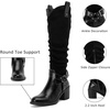 image:imageRuiee Womens Knee High Boots Fall Winter Heeled Boot  Chunky Heel Casual Versatile Lug Sole Comfort Faux Leather Round ToeBlack Mf 266