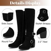 image:imageRuiee Womens Knee High Boots Fall Winter Heeled Boot  Chunky Heel Casual Versatile Lug Sole Comfort Faux Leather Round ToeBlack Mf 304