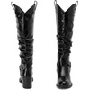 image:imageRuiee Womens Knee High Boots Fall Winter Heeled Boot  Chunky Heel Casual Versatile Lug Sole Comfort Faux Leather Round ToeBlack Pu 266