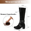 image:imageRuiee Womens Knee High Boots Fall Winter Heeled Boot  Chunky Heel Casual Versatile Lug Sole Comfort Faux Leather Round ToeBlack Zpu 304