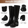 image:imageRuiee Womens Knee High Boots Fall Winter Heeled Boot  Chunky Heel Casual Versatile Lug Sole Comfort Faux Leather Round ToeBlack Zpu 304